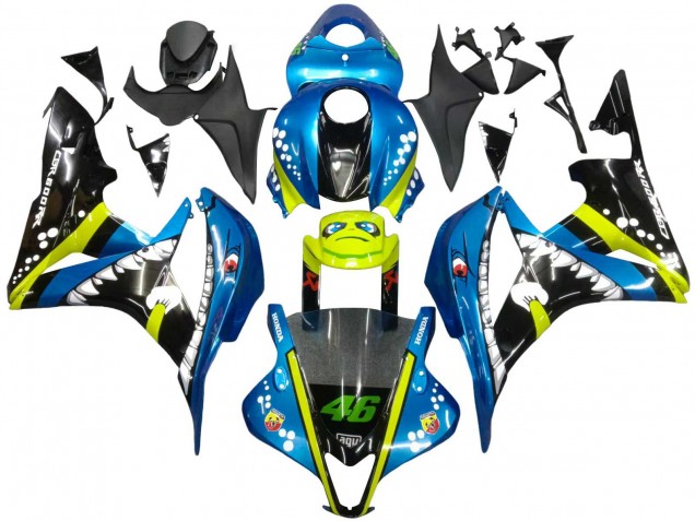 Billige Honda CBR600RR Motorrad Verkleidung 2007-2008 - Grun Gelb Glanzendes Schwarz Hai 46