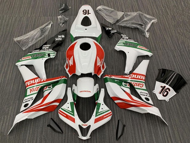 Billige Honda CBR600RR Motorrad Verkleidung 2007-2008 - Weiss Rot Grun Glanzendes Schwarz Castrol 16