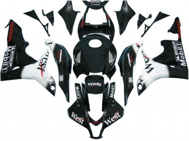 Billige Honda CBR600RR Motorrad Verkleidung 2007-2008 - Glanzendes Schwarz Weiss West