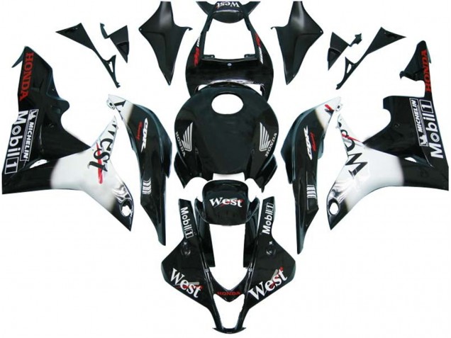 Billige Honda CBR600RR Motorrad Verkleidung 2007-2008 - Glanzendes Schwarz Weiss West