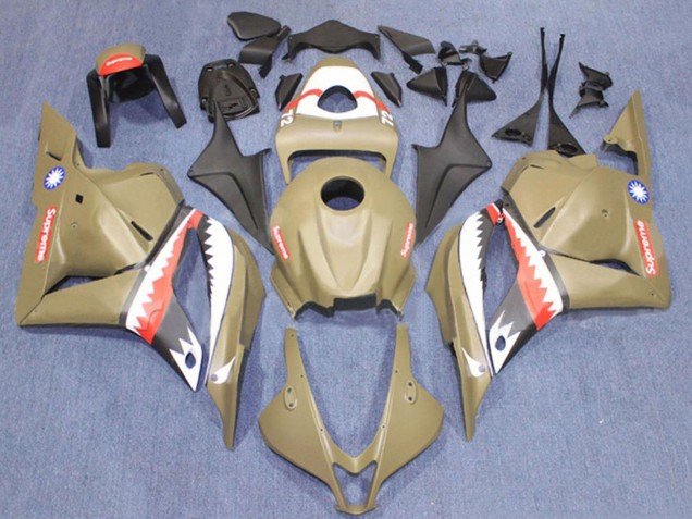 Billige Honda CBR600RR Motorrad Verkleidung 2009-2012 - Braun Weiss Rot Hai