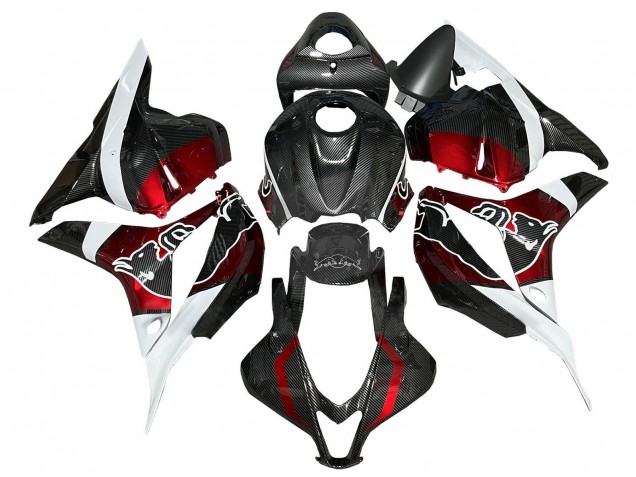 Billige Honda CBR600RR Motorrad Verkleidung 2009-2012 - Weiss Rot Schwarz Carbonfaser