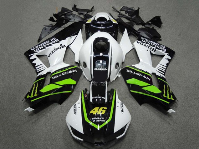 Billige Honda CBR600RR Motorrad Verkleidung 2009-2012 - Weiss Grun Glanzendes Schwarz Semakin Didepan Monster 46