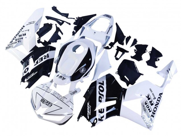 Billige Honda CBR600RR Motorrad Verkleidung 2013-2023 - Weiss Glanzendes Schwarz Repsol