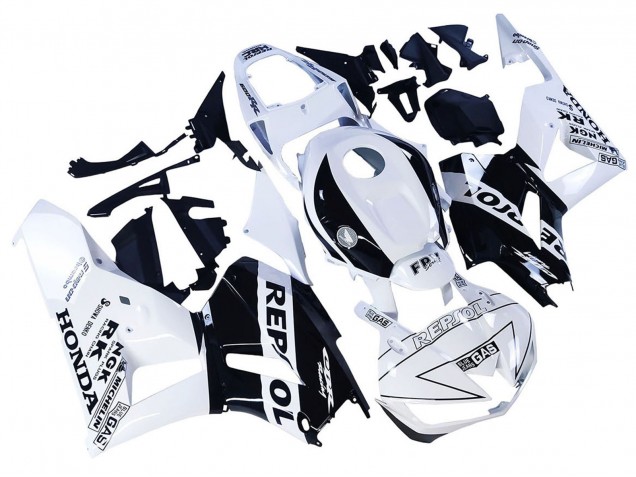 Billige Honda CBR600RR Motorrad Verkleidung 2013-2023 - Weiss Glanzendes Schwarz Repsol