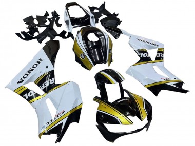 Billige Honda CBR600RR Motorrad Verkleidung 2013-2023 - Weiss Gold Glanzendes Schwarz Repsol