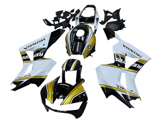 Billige Honda CBR600RR Motorrad Verkleidung 2013-2023 - Weiss Gold Glanzendes Schwarz Repsol