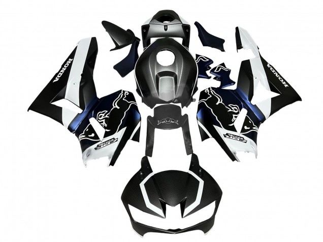 Billige Honda CBR600RR Motorrad Verkleidung 2013-2023 - Schwarzer Carbonfaser Stil Weiss blau Red Bull