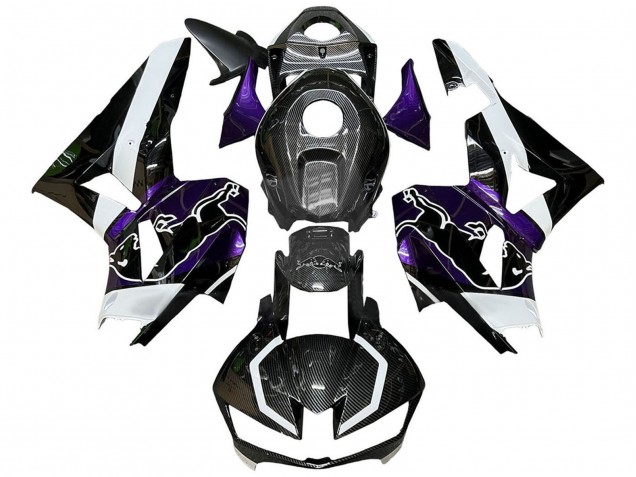 Billige Honda CBR600RR Motorrad Verkleidung 2013-2023 - Schwarzer Carbonfaser Stil Weiss violett Red Bull