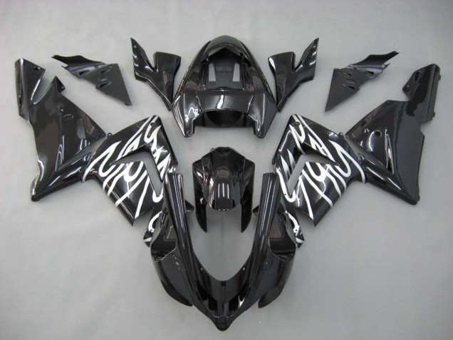 Billige Kawasaki ZX10R Motorrad Verkleidung 2004-2005 - Schwarz Weiss