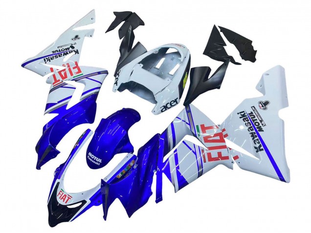 Billige Kawasaki ZX10R Motorrad Verkleidung 2004-2005 - Glanzendes Blau Weiss Fiat Motul