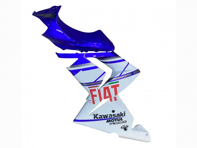 Billige Kawasaki ZX10R Motorrad Verkleidung 2004-2005 - Glanzendes Blau Weiss Fiat Motul