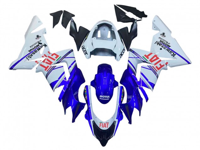 Billige Kawasaki ZX10R Motorrad Verkleidung 2004-2005 - Glanzendes Blau Weiss Fiat Motul