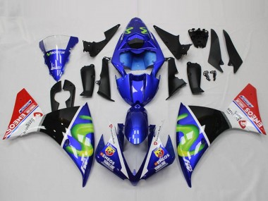 Billige Yamaha YZF R1 Motorrad Verkleidung 2012-2014 - Blau Weiss Rot Glanzendes Schwarz Grun ENEOS Yamalube