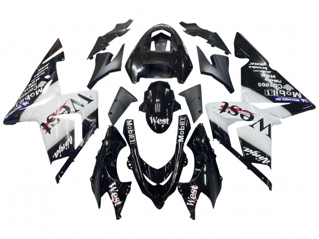 Billige Kawasaki ZX10R Motorrad Verkleidung 2004-2005 - Weiss Schwarz West Ninja