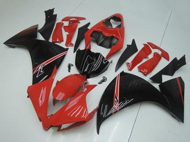 Billige Yamaha YZF R1 Motorrad Verkleidung 2012-2014 - Rot Glanzendes Schwarz