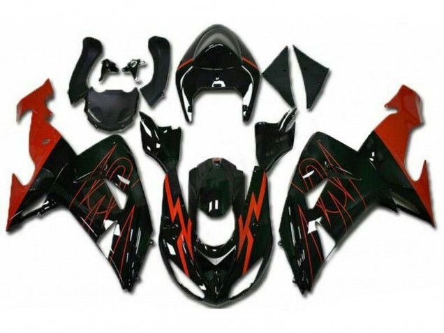 Billige Kawasaki ZX10R Motorrad Verkleidung 2006-2007 - Glanzendes Schwarz Rot
