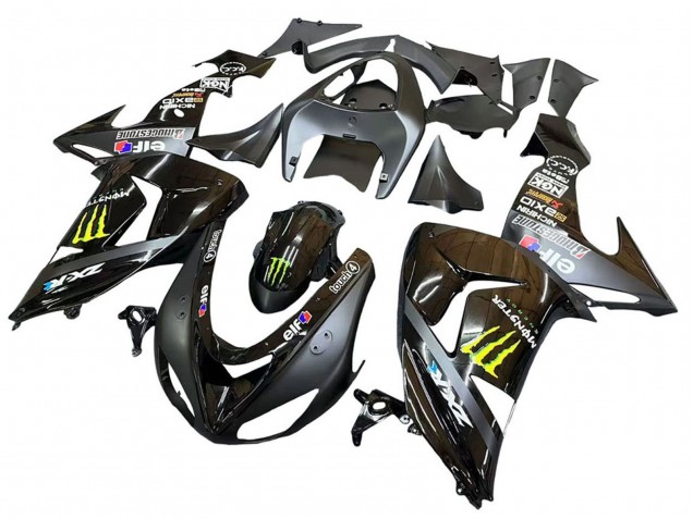 Billige Kawasaki ZX10R Motorrad Verkleidung 2006-2007 - Grau Gelb Glanzendes Schwarz Monster Elf
