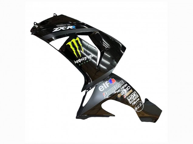 Billige Kawasaki ZX10R Motorrad Verkleidung 2006-2007 - Grau Gelb Glanzendes Schwarz Monster Elf