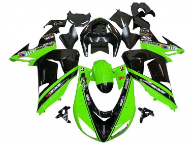 Billige Kawasaki ZX10R Motorrad Verkleidung 2006-2007 - Grun Schwarz Elf Touch4 3M