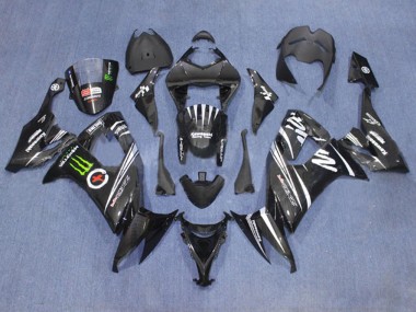 Billige Kawasaki ZX10R Motorrad Verkleidung 2006-2007 - Matt Schwarz Weiss Grun Monster