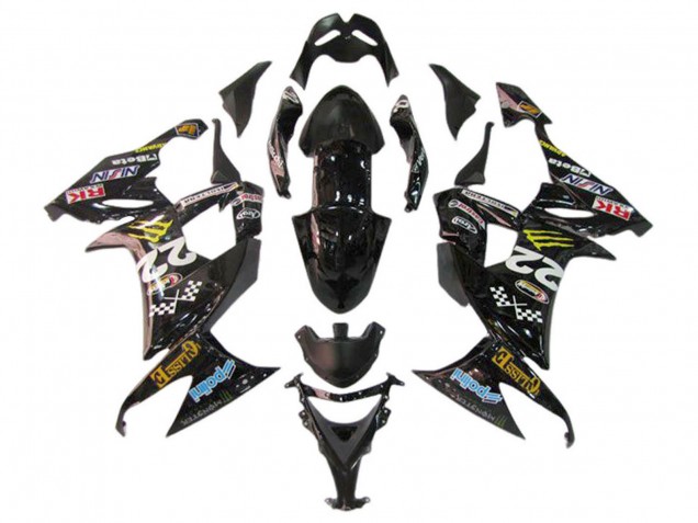 Billige Kawasaki ZX10R Motorrad Verkleidung 2006-2007 - Glanzendes Schwarz Rot Blau Gelb Monster
