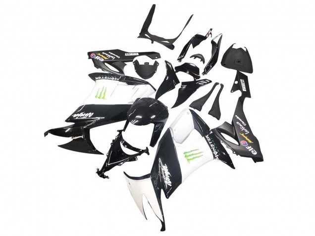 Billige Kawasaki ZX10R Motorrad Verkleidung 2008-2010 - Glanzendes Schwarz Weiss Grun Monster Elf