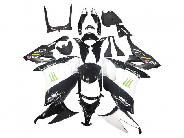 Billige Kawasaki ZX10R Motorrad Verkleidung 2008-2010 - Glanzendes Schwarz Weiss Grun Monster Elf