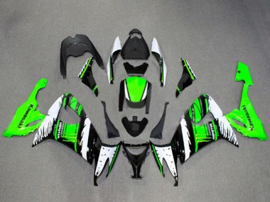 Billige Kawasaki ZX10R Motorrad Verkleidung 2008-2010 - Weiss Grun Glanzendes Schwarz Flamme