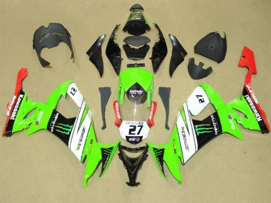 Billige Kawasaki ZX10R Motorrad Verkleidung 2008-2010 - Grun Weiss Rot Schwarz Elf Grun Monster Energy 27
