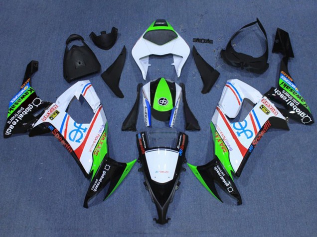 Billige Kawasaki ZX10R Motorrad Verkleidung 2008-2010 - Weiss Fluoreszierendes Grun Rot Schwarz