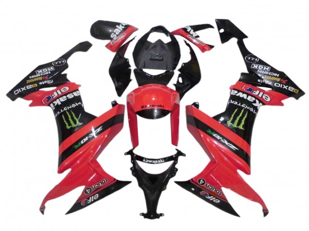 Billige Kawasaki ZX10R Motorrad Verkleidung 2008-2010 - Rot Schwarz Grun Monster Elf 27