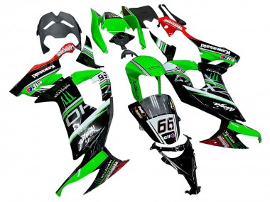 Billige Kawasaki ZX10R Motorrad Verkleidung 2008-2010 - Grun Weiss Rot Schwarz Monster Elf 66