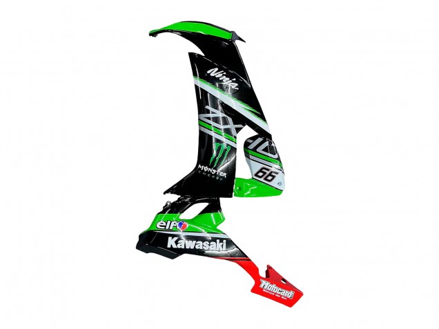 Billige Kawasaki ZX10R Motorrad Verkleidung 2008-2010 - Grun Weiss Rot Schwarz Monster Elf 66