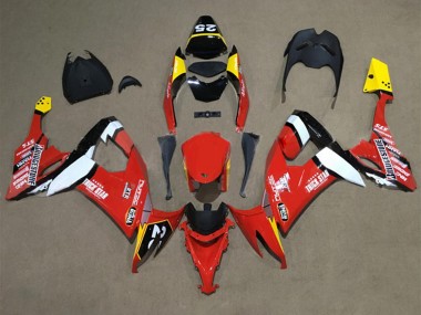 Billige Kawasaki ZX10R Motorrad Verkleidung 2008-2010 - Rot Gelb Weiss Schwarz