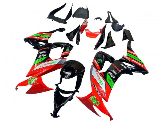 Billige Kawasaki ZX10R Motorrad Verkleidung 2008-2010 - Rot Grun Schwarz