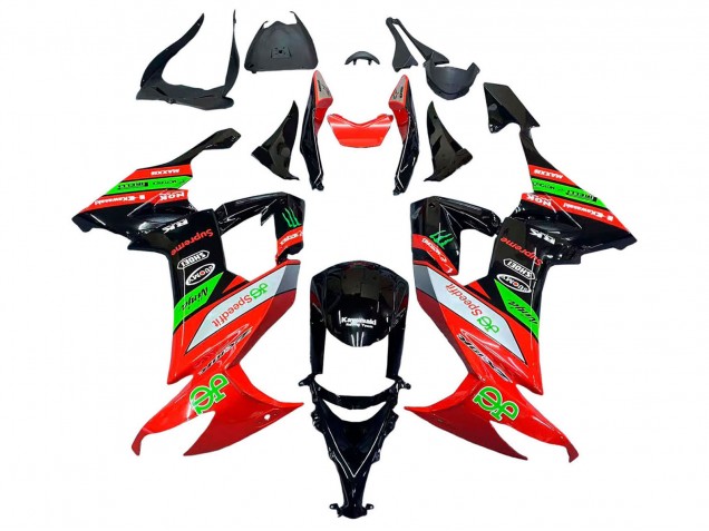 Billige Kawasaki ZX10R Motorrad Verkleidung 2008-2010 - Rot Grun Schwarz