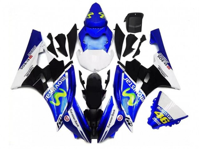 Billige Yamaha YZF R6 Motorrad Verkleidung 2006-2007 - Blau Weiss Schwarz Grun MoviStar ENEOS Yamalube 46