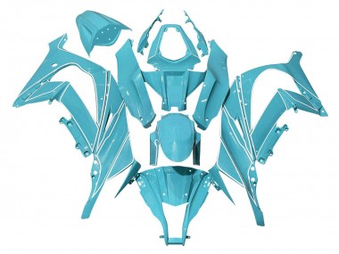 Billige Kawasaki ZX10R Motorrad Verkleidung 2008-2010 - Hellblau Weiss Linie