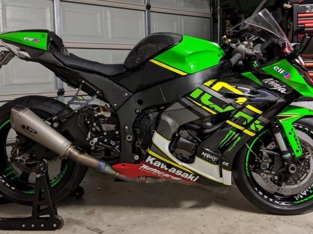 Billige Kawasaki ZX10R Motorrad Verkleidung 2011-2015 - Grun Gelb Schwarz Weiss Elf Monster
