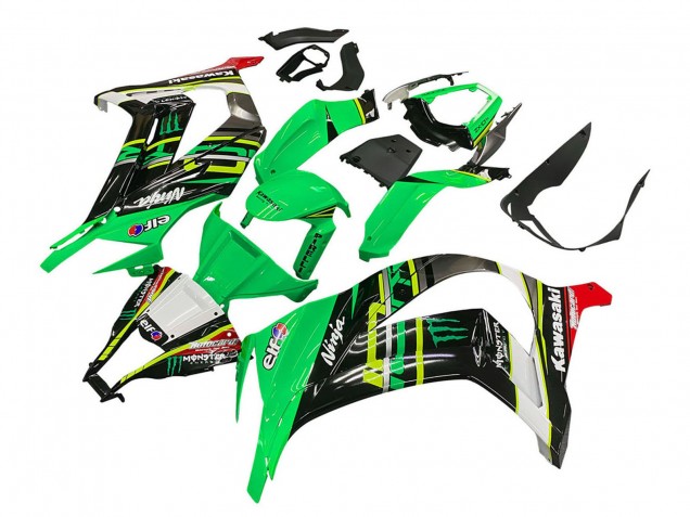 Billige Kawasaki ZX10R Motorrad Verkleidung 2011-2015 - Grun Gelb Schwarz Weiss Elf Monster
