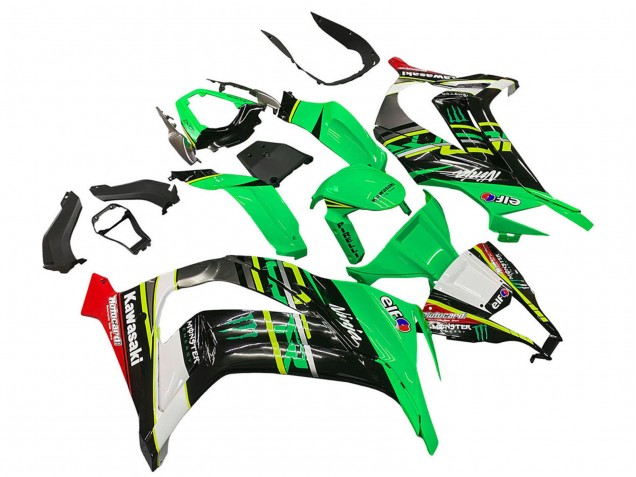 Billige Kawasaki ZX10R Motorrad Verkleidung 2011-2015 - Grun Gelb Schwarz Weiss Elf Monster