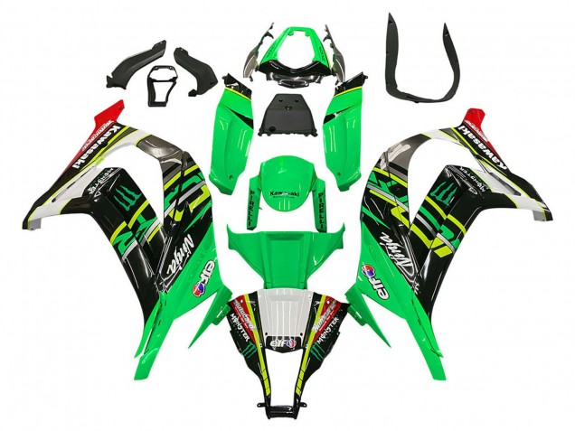 Billige Kawasaki ZX10R Motorrad Verkleidung 2011-2015 - Grun Gelb Schwarz Weiss Elf Monster