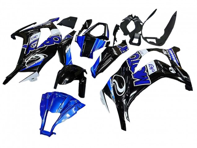 Billige Kawasaki ZX10R Motorrad Verkleidung 2011-2015 - Blau Weiss Glanzendes Schwarz