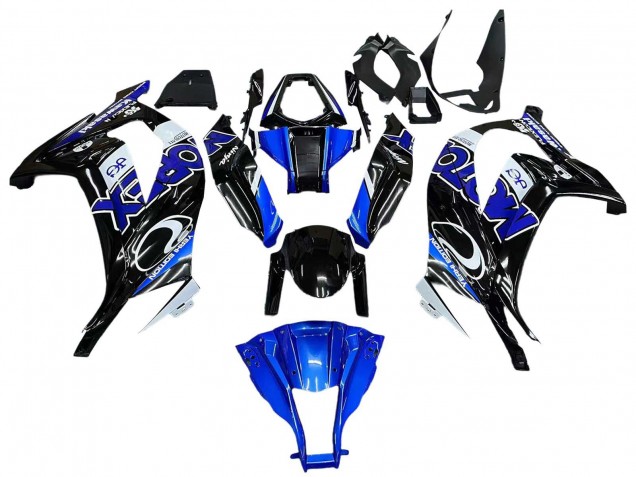 Billige Kawasaki ZX10R Motorrad Verkleidung 2011-2015 - Blau Weiss Glanzendes Schwarz