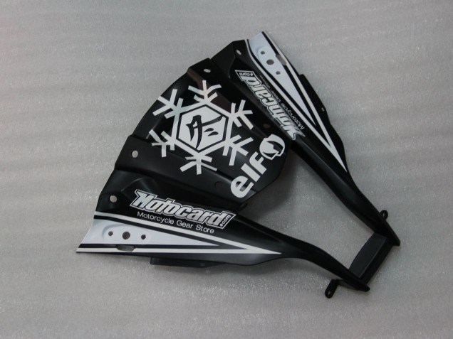 Billige Kawasaki ZX10R Motorrad Verkleidung 2011-2015 - Glanzendes Schwarz Weiss Elf Schnee Aufkleber