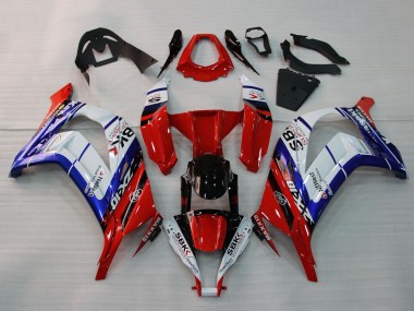 Billige Kawasaki ZX10R Motorrad Verkleidung 2011-2015 - Weiss Blau Rot Schwarz SBK Maxxis