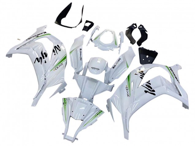 Billige Kawasaki ZX10R Motorrad Verkleidung 2011-2015 - Weiss Grun Streifen Schwarz Ninja
