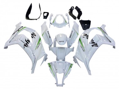 Billige Kawasaki ZX10R Motorrad Verkleidung 2011-2015 - Weiss Grun Streifen Schwarz Ninja