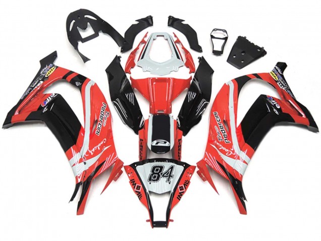 Billige Kawasaki ZX10R Motorrad Verkleidung 2011-2015 - Weiss Rot Glanzendes Schwarz Pedercini 84